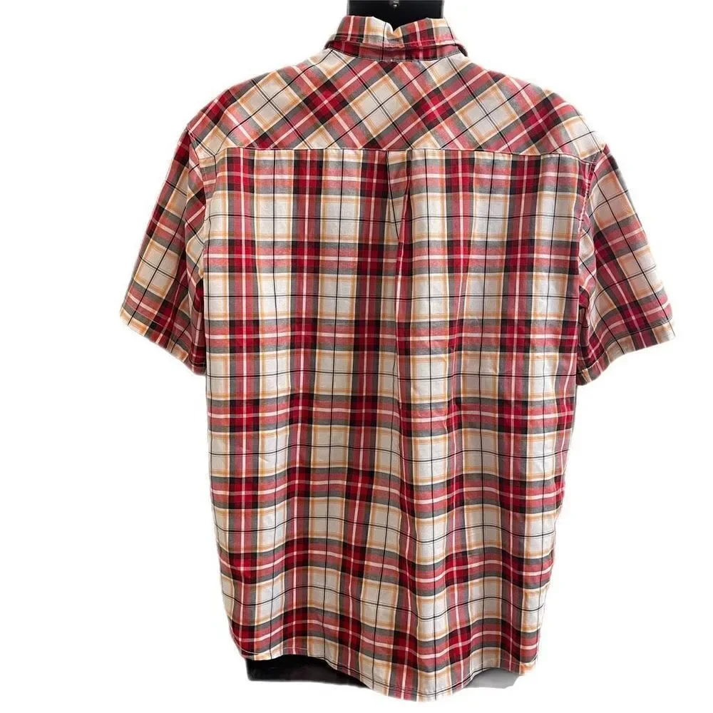 True Religion Men’s Plaid Pearl Snap Short Sleeve Button Up Shirt Size XXL